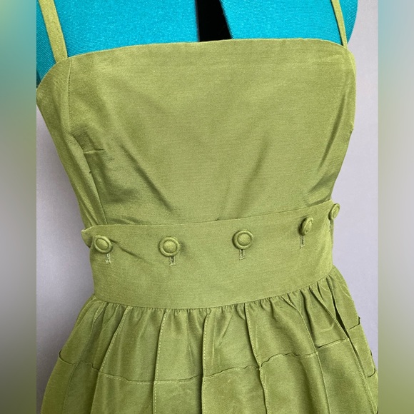 Maeve for Anthropologie olive green two piece convertible midi dress Size 8 - Picture 2 of 4